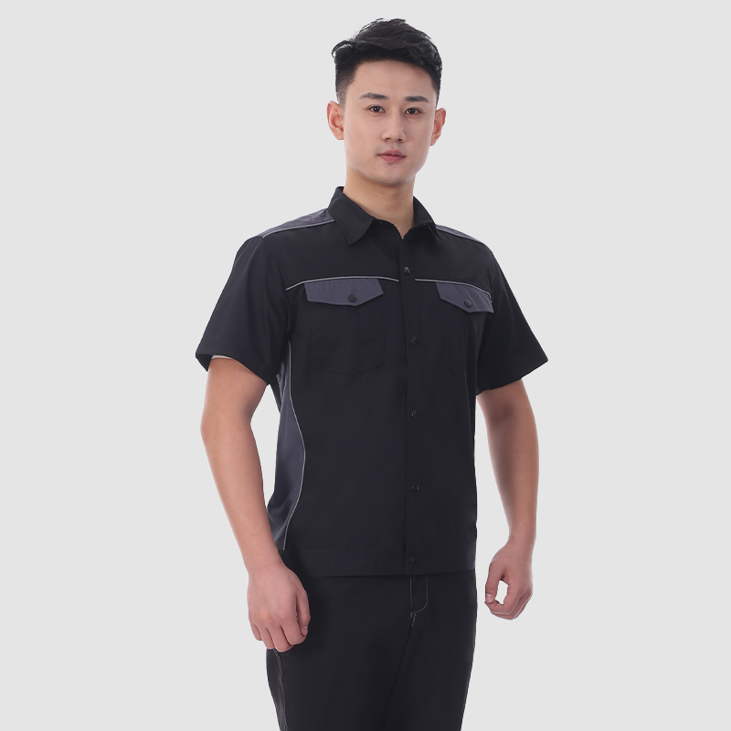 夏季工作服9801黑灰_工作服定制_上海锦赫服饰有限公司